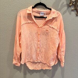 Urban outfitters Creamsicle, long sleeve gauze, weave shirt, medium